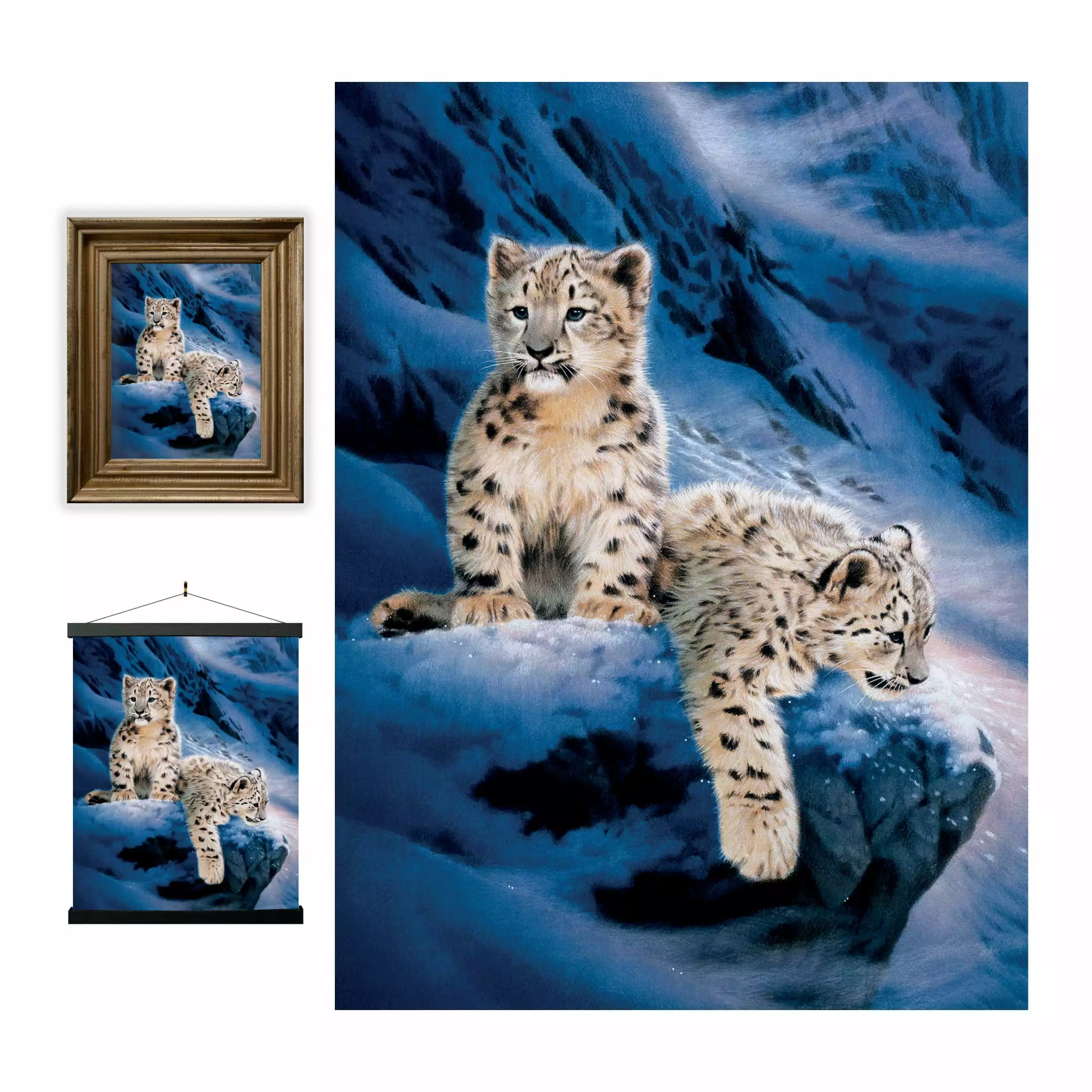 3D LiveLife Lenticular Wall Art Prints - Snow Leopard Cubs from Deluxebase. Unframed 3D Big Cat Poster. Perfect wall decor. Original artwork licensed from renowned artist. Joh Naito