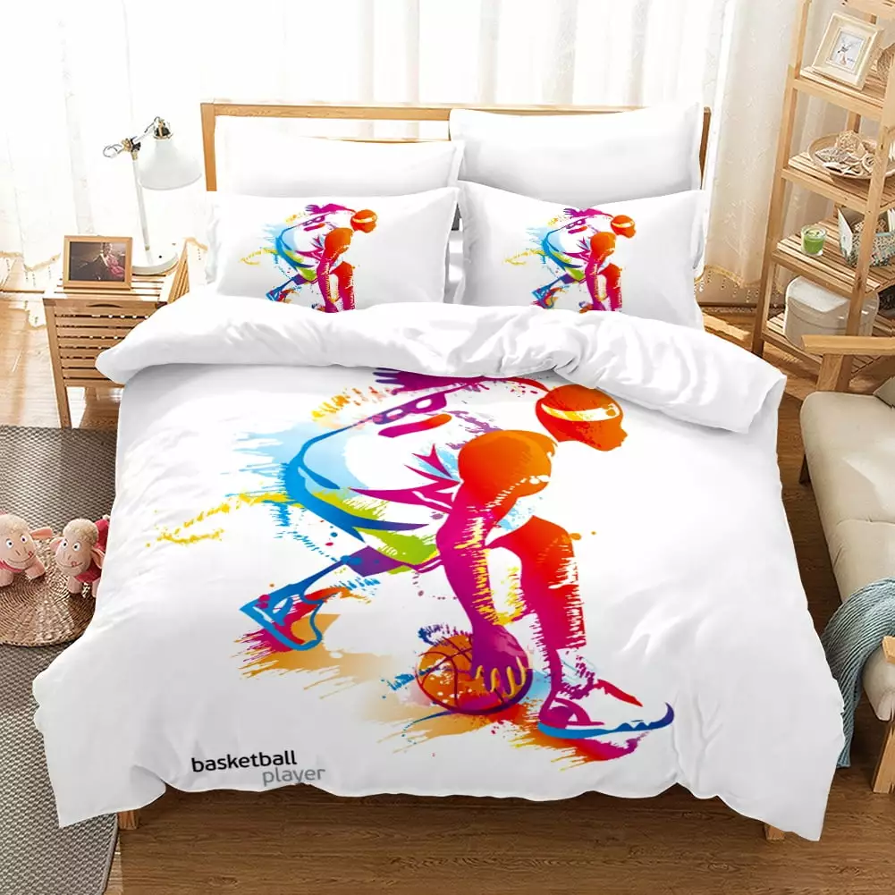 Sports Theme Print Bedding Sets. Basketball Comforter Cover Ball Games Print Quilt Cover Sports Basketball Duvet Cover Sets