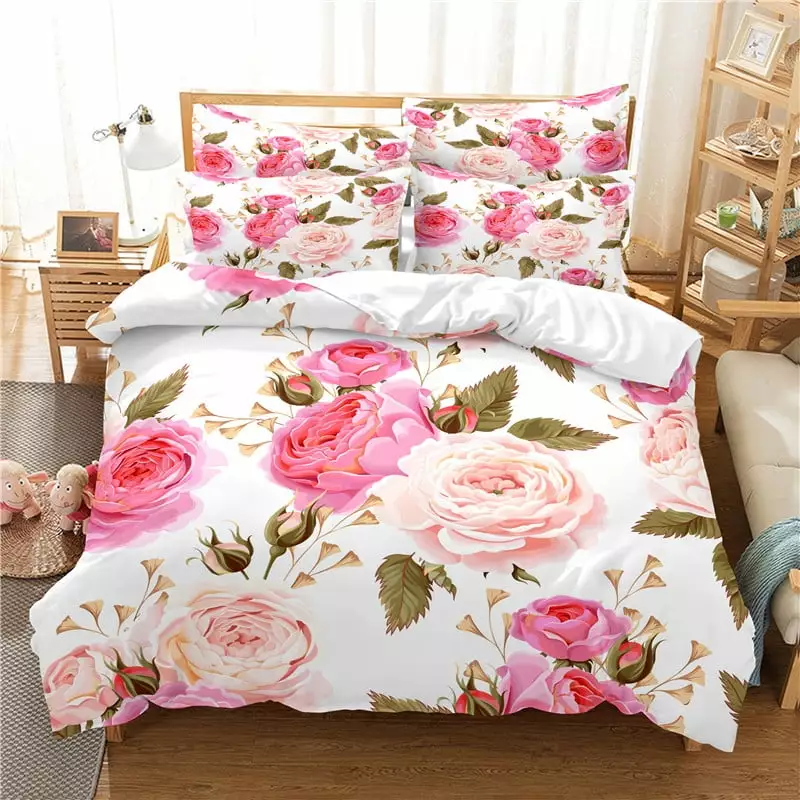 Bed Quilt Cover Solid Color Simple Bedroom Set. Yellow Red rose/Sunflower bedsheet bedding material twill custom floral print fabric polyester