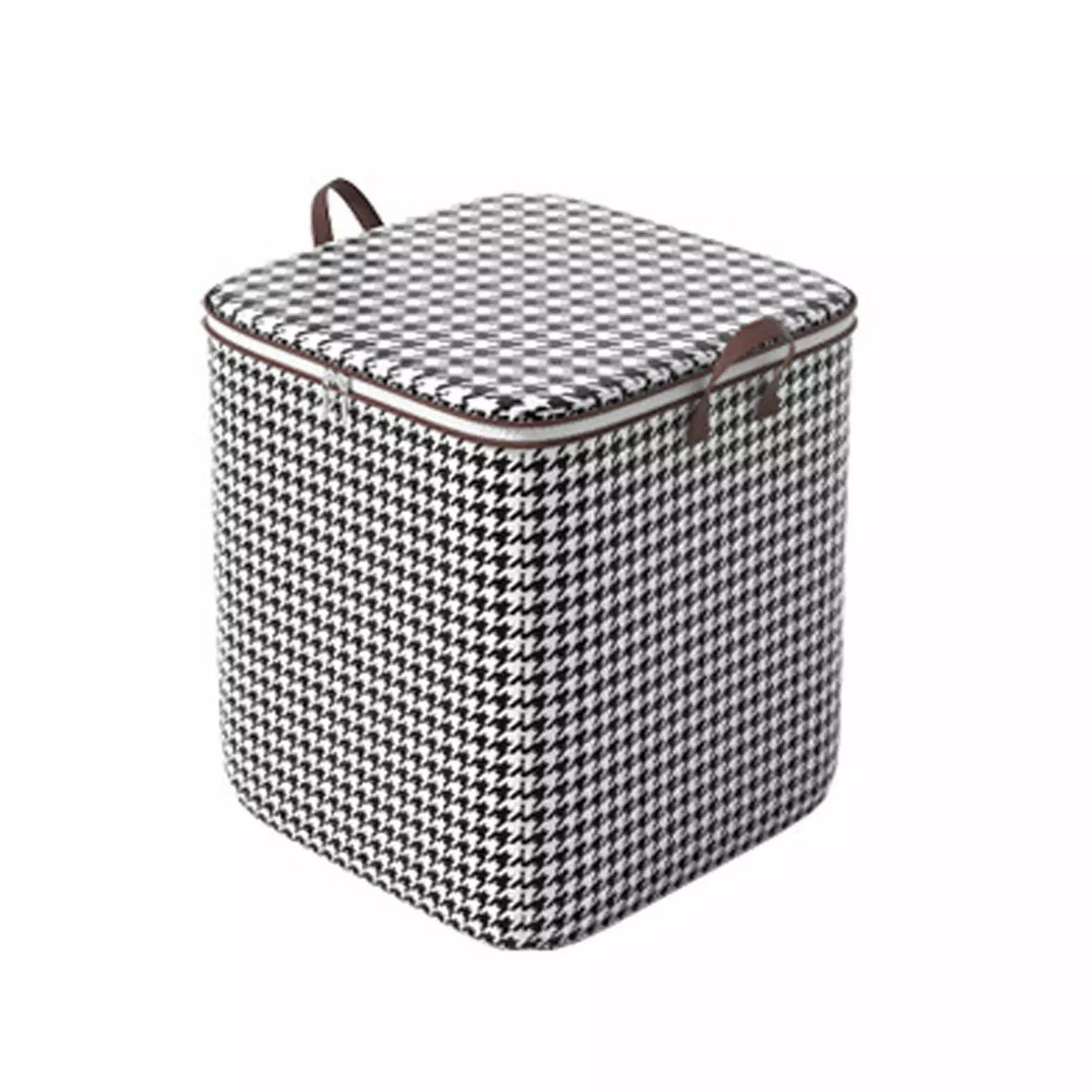 Fabric Storage Boxes with Lids Houndstooth Clothes Quilt Bins Container Organizers with Handle for Bedroom Closet