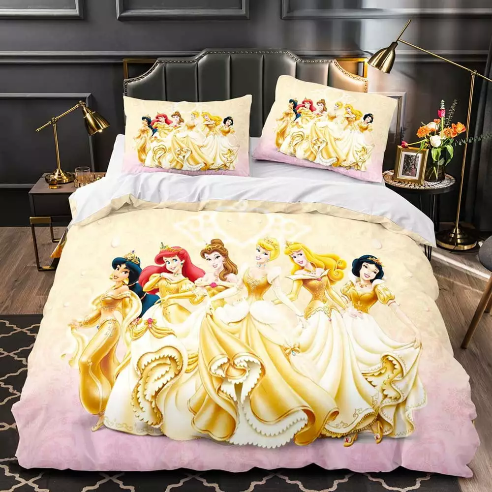 Snow White Duvet Cover Set with Buttons Closure 100% Microfiber. 3 Pieces Anime 3D Printed Ultra Skin-Friendly Comforter Cover