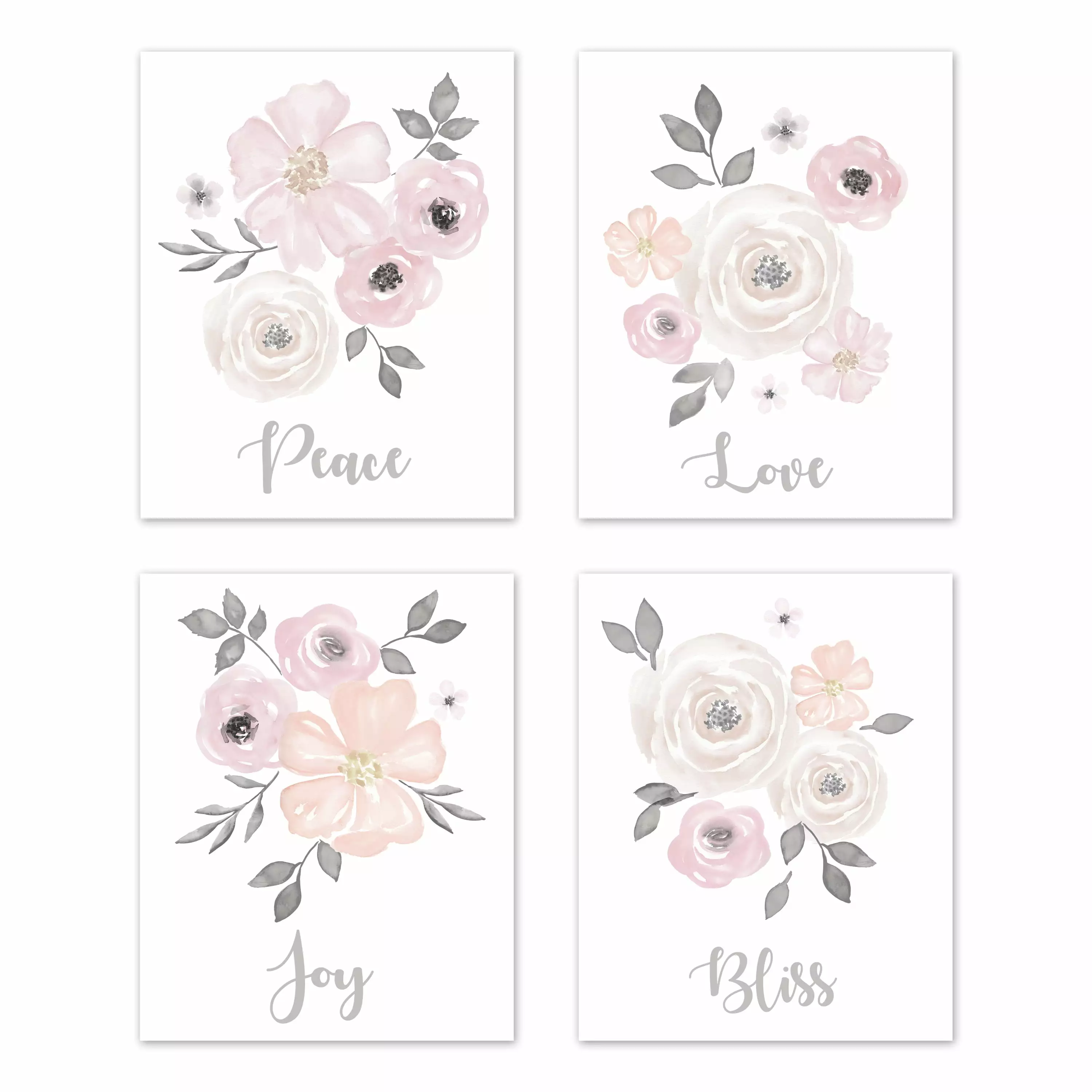 Watercolor Floral Art Paper Print (Set of 4) by Sweet Jojo Designs