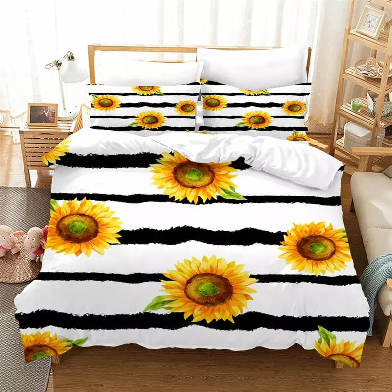 BottleZi Home Textiles Bedding Quilt Cover. Quilt Covers With Bedding Pillow Newly Fashion Flower Printed Bedding Suit Duvet Cover Set.Twin(68x86)