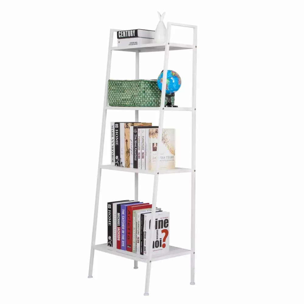 CAIHONG Widen 4-Tier Bookshelf. Free Standing Bookcase Storage Rack Shelves Plant Flower Stand with Wood Look for Living Room. Bedroom. Kitchen. Bathroom. Home Office. Balcony (White)