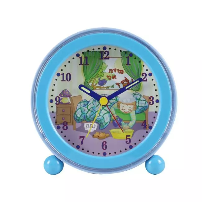 Nachas Family 58392 4.5 x 4.5 x 1.75 in. Modeh Ani Singing Alarm Clock, Boy Light Blue - 6 per Pack