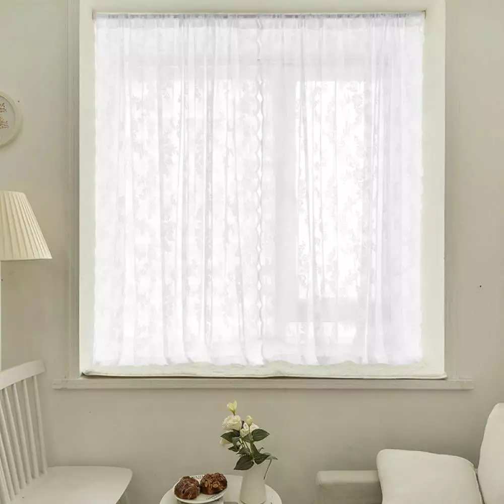 1 Panel Sheer White French Door Curtains