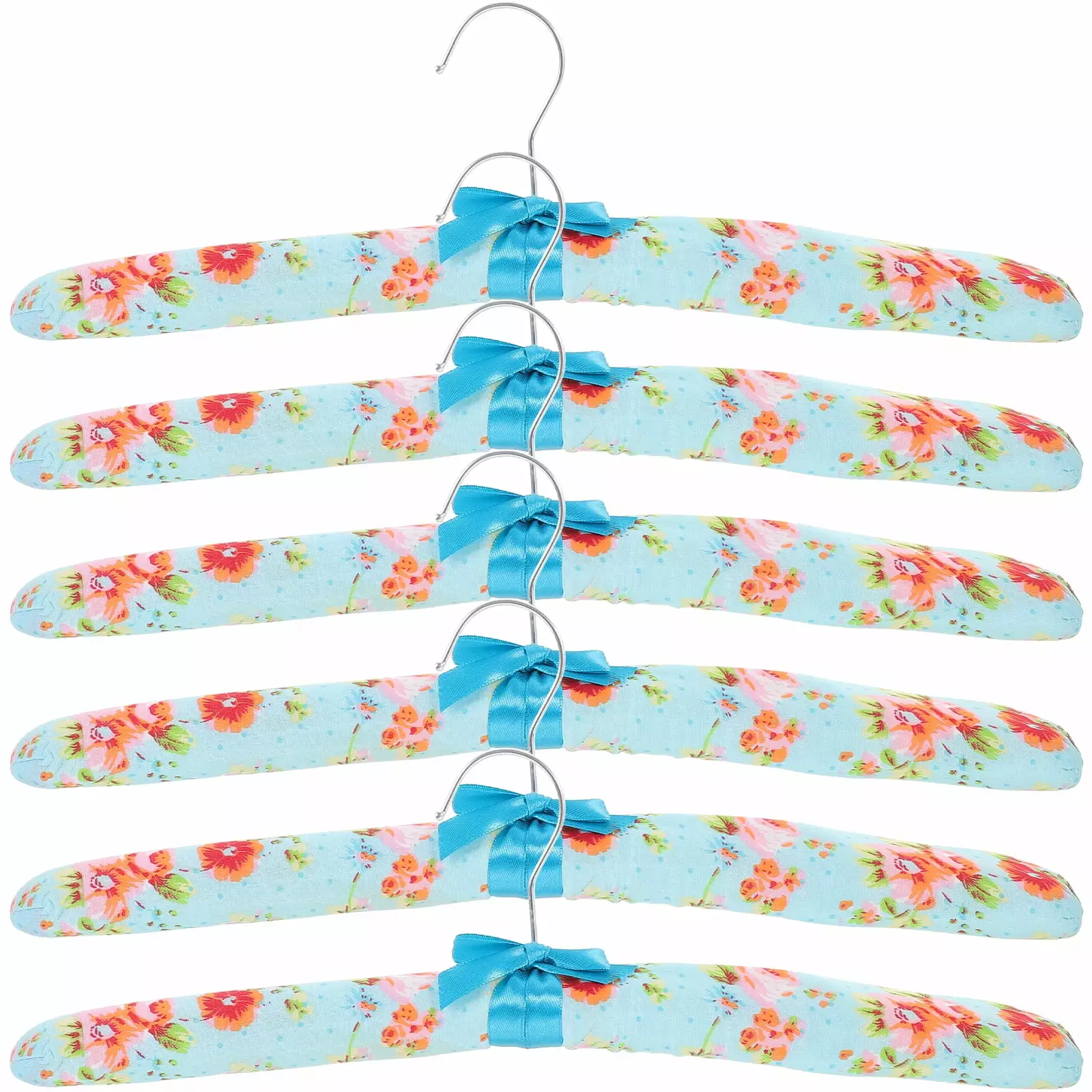 10 Padded Flower Pattern Wood Hangers for Women's Clothes