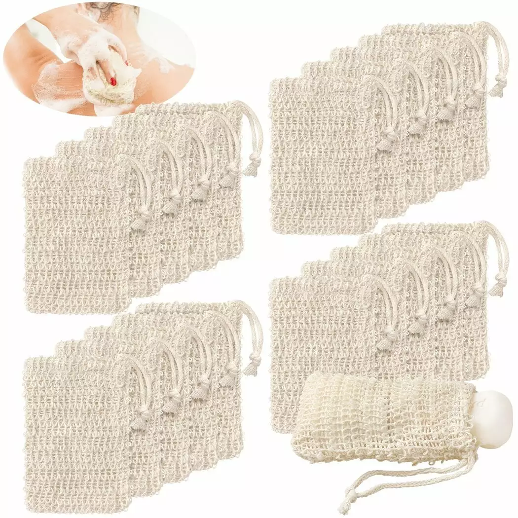 100 Pieces Soap Saver Bag. Natural Cotton-Linen Exfoliating Soap Pouch for Foaming and Drying. Soap Bars Shower Soap Bag with Drawstring. Zero Waste Plastic-free Soap Holder