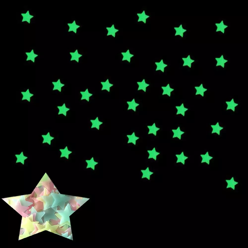 100Pc Kids Bedroom Fluorescent Glow In The Dark Stars Wall Stickers