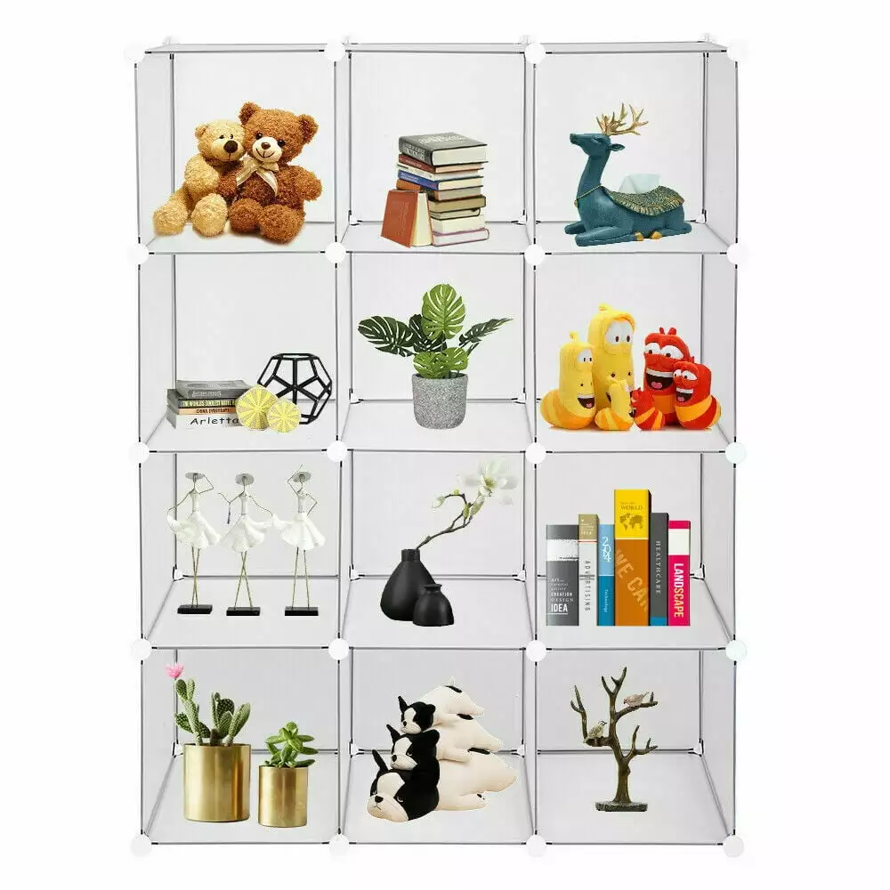 12 Cubes Storage Organizer DIY Stackable Shelves Multifunctional Modular Bookcase Closet Cabinet for Books.Clothes.Toys.Artworks