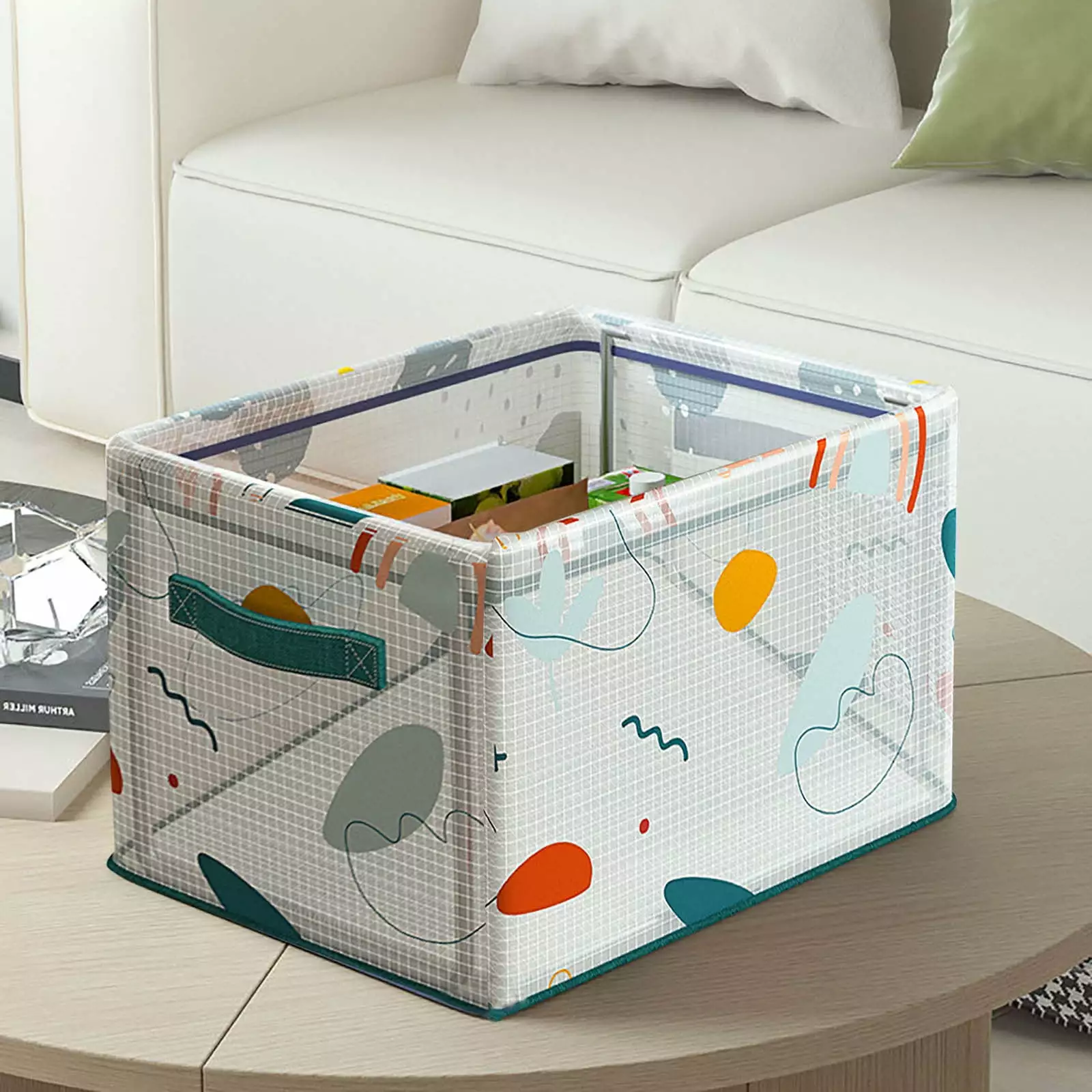 15.7x11.8 x9.8 Steel Frame Sundries Book Storage Basket. Collapsible Sturdy Toy Storage Boxes Desktop Cosmetics Storage Box Snack Storage Box for Kids. Boys. Girls. Nursery