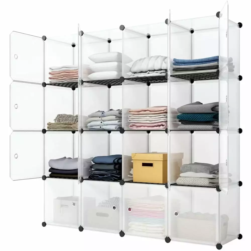 16 Cube Storage Shelf Cube Shelving Bookcase Bookshelf Organizing Closet Toy Organizer Cabinet White