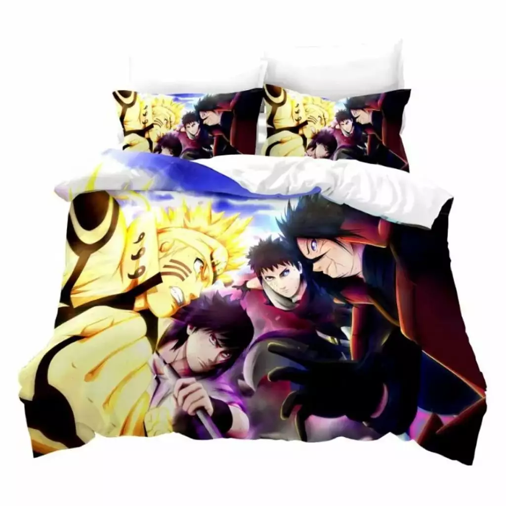 New Anime Naruto Bedding Bed Set Twin Full Queen King Size Itachi Akatsuki Kakashi Action Figures Cosplay 3PCS Cool Japanese Manga Duvet Cover + 2 Pillow Case Novelty 3D Quilt Cover Sets