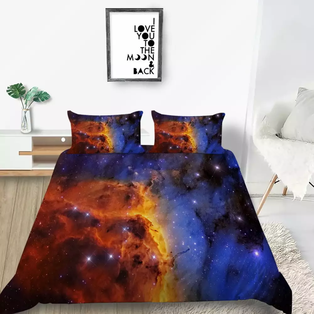 wenjialing 3D Galaxy Printing Duvet Cover Set Soft Bedding Set Comforter Cover Set.Twin (68x86)