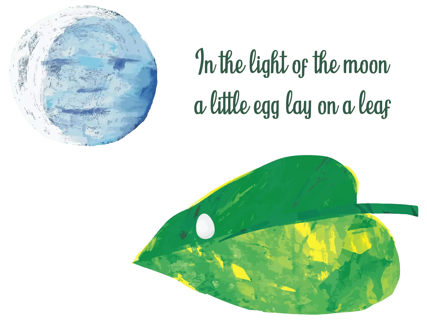 In The Light Of The Moon A Little Egg Lay On A Leaf | 19 x 28 Vinyl Kids Bedroom Nursery Acrylic Canvas Painting Moon Face Art Design The Very Hungry Caterpillar Home Wall Decal Quotes Sticker