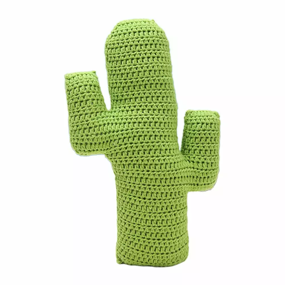 1Pc Creative Hand-woven Cactus Throw Pillow Delicate Plant Shaped Design Kids Huggable Pillow