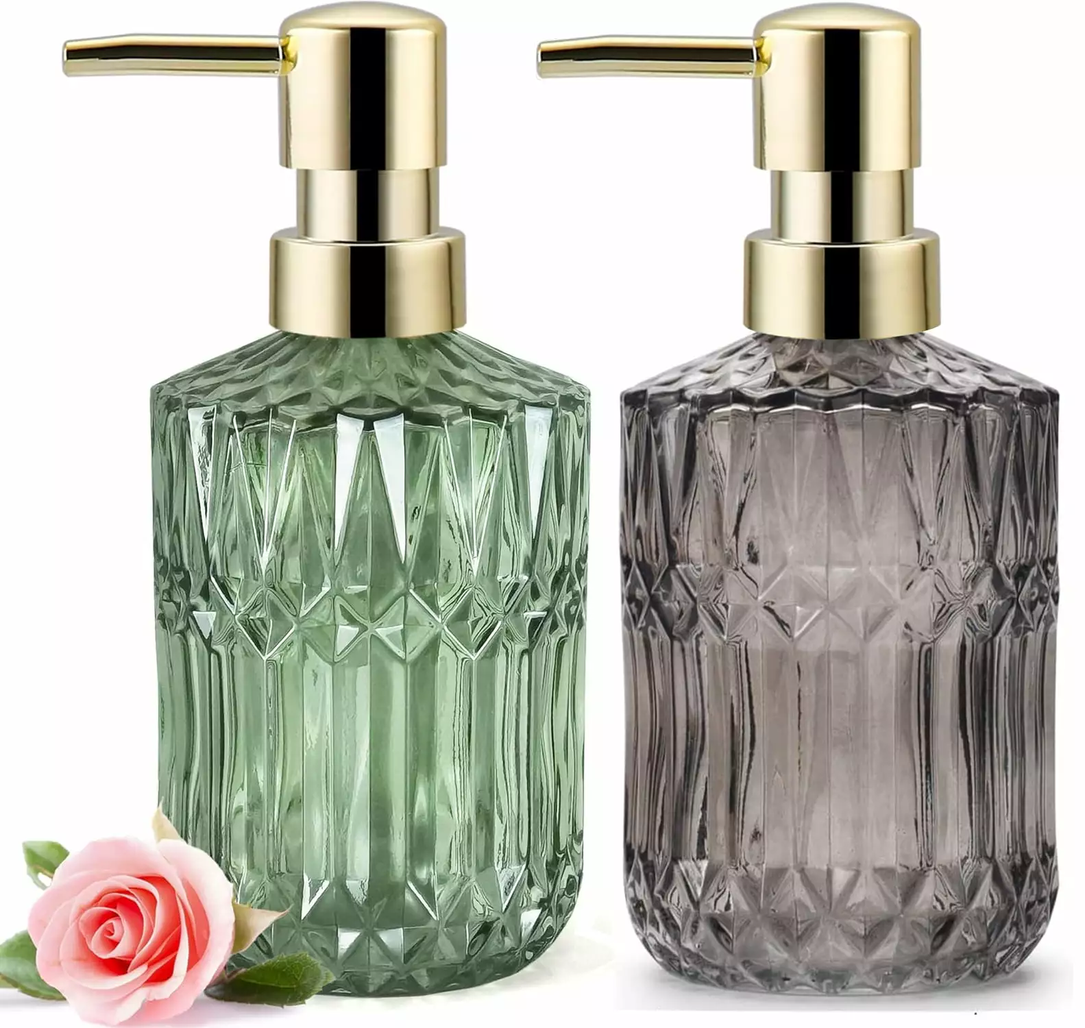 2 Pack Glass Soap Dispenser. 15.2 OZ Bathroom Soap Dispenser with Pump. Liquid Hand Soap Dispenser. Kitchen Soap Dispenser