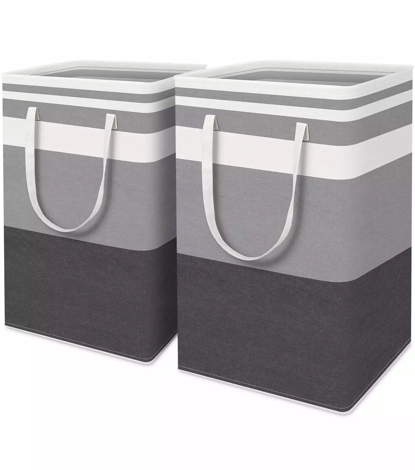 2-Pack Large Laundry Basket. Waterproof. Freestanding Laundry Hamper. Collapsible Tall Clothes Hamper with Extended Handles for Clothes Toys in the Dorm and Family-(Gradient Grey. 75L)