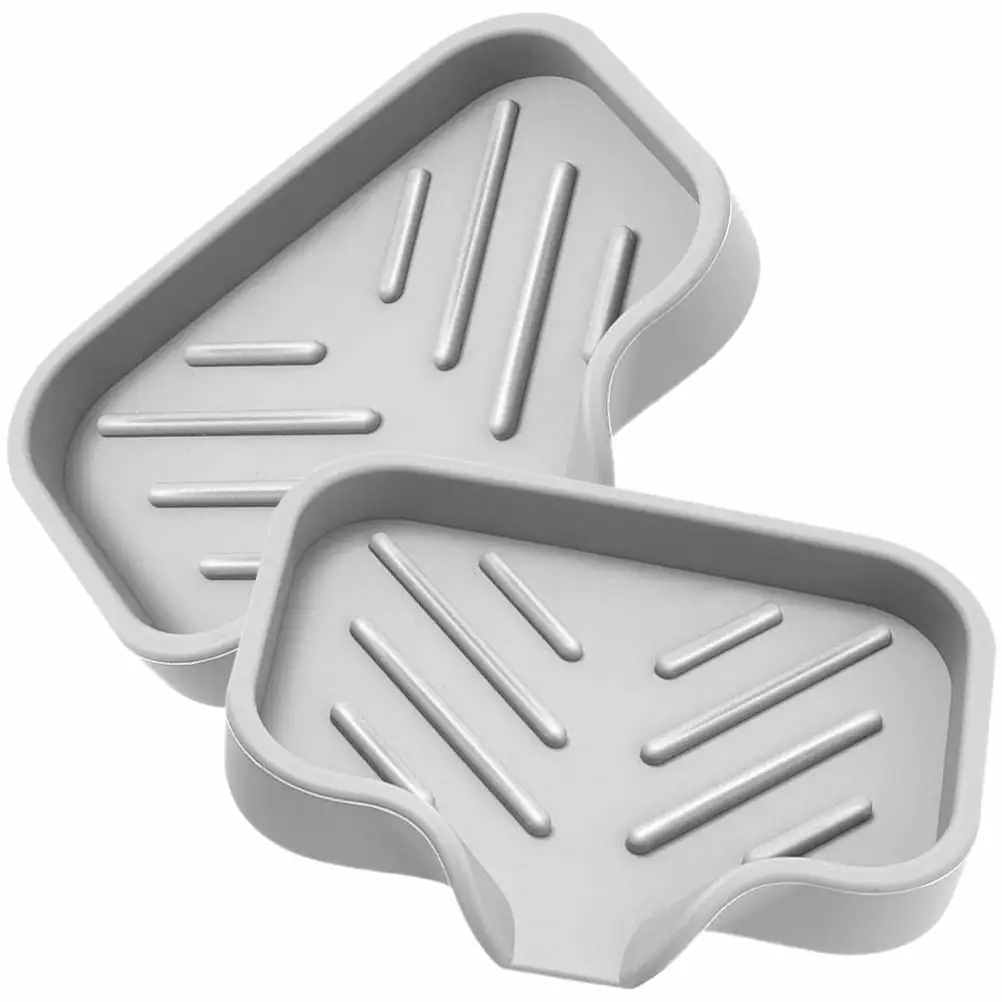 Zonh 2 Silicone Soap Dishes for Shower/Bathroom/Kitchen (Grey)