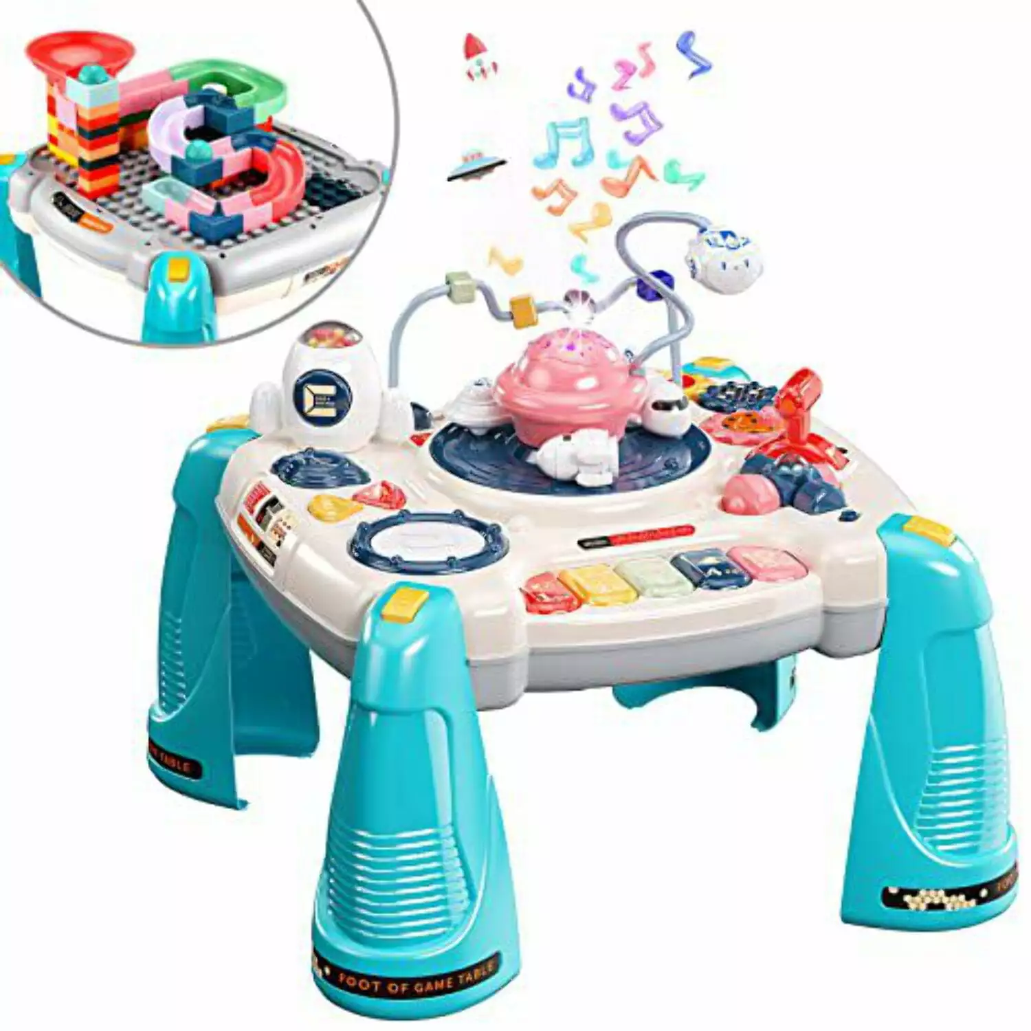 2-in-1 Baby Musical Learning and Building Activity Table for Toddlers 6 to 12