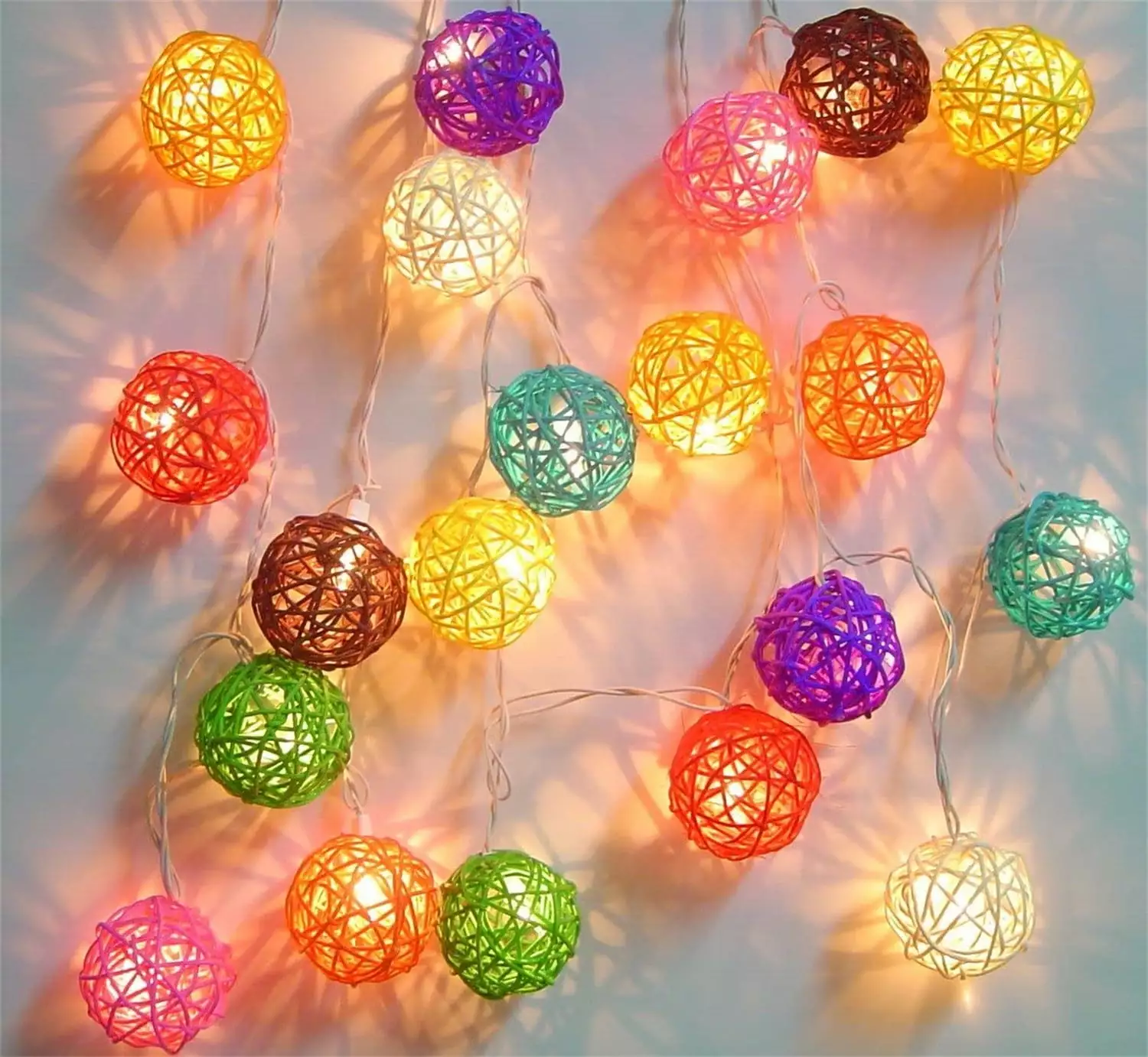 20 LED Light 3M String Rattan Ball Lamp Battery Copper Wire Christmas Decor Fairy Light for Home Wedding Party