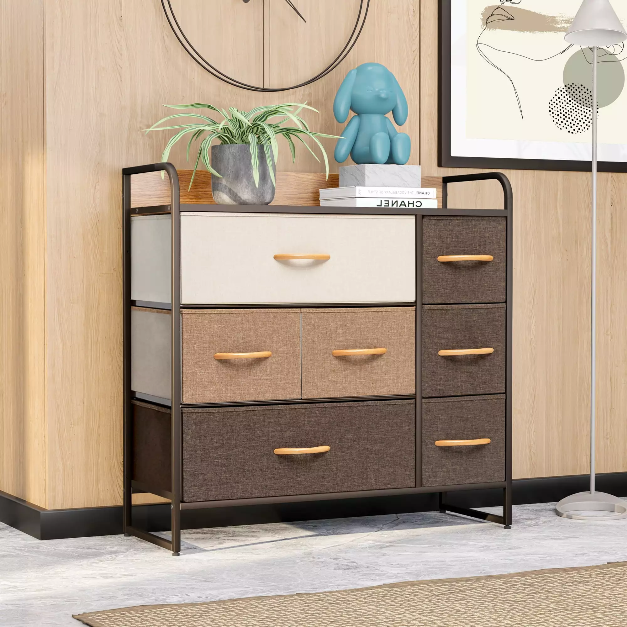 Cloud Fly 7 Drawers Dresser Storage Vertical Tower Brown