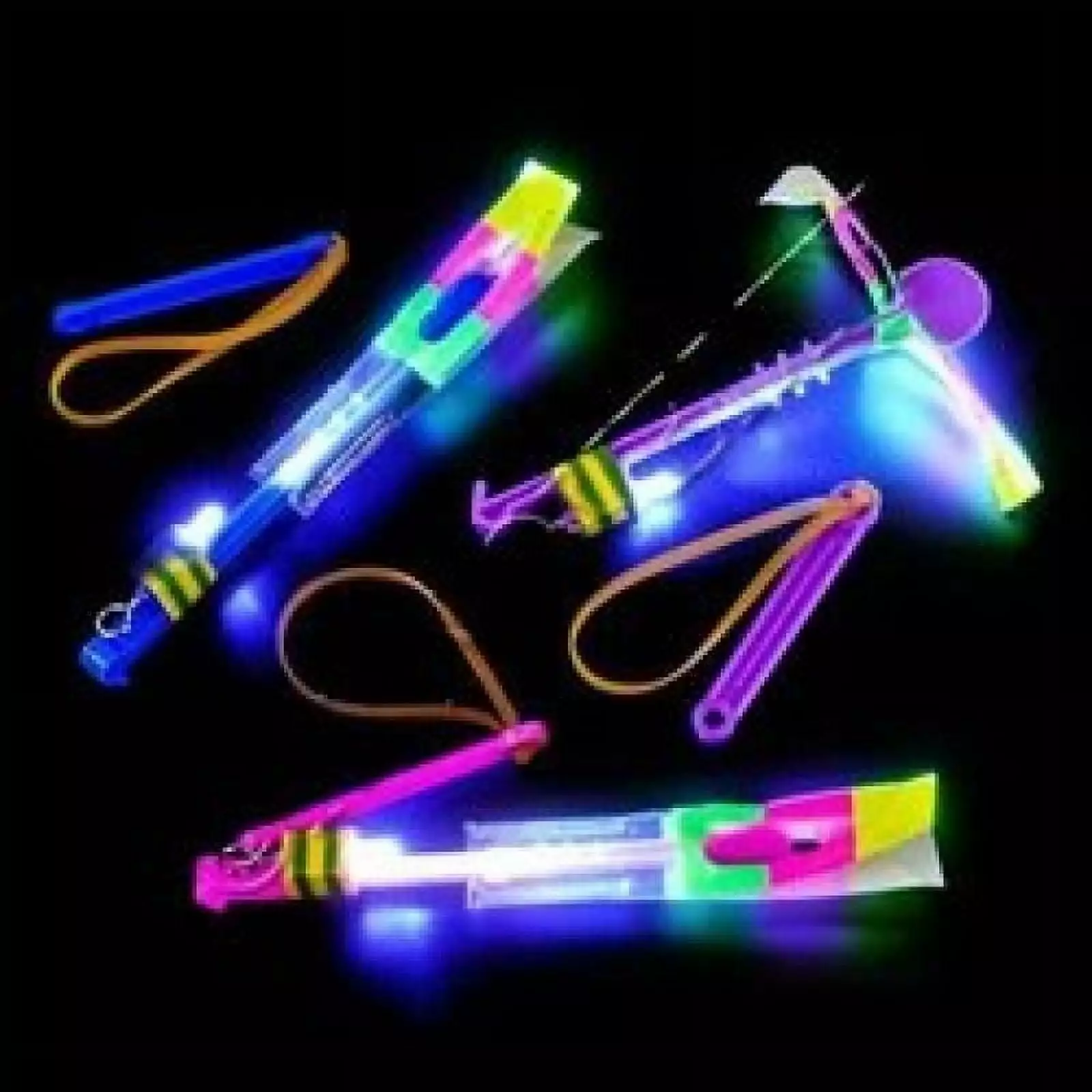 24pc Amazing Led Light Arrow Rocket Helicopter Flying Toy Party Fun Gift Elastic