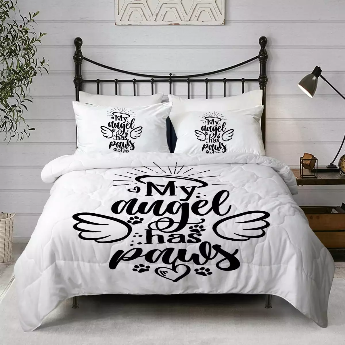 BlessLiving Angel Wings Comforter Set. White Comforter Set. Girls King Comforter Set