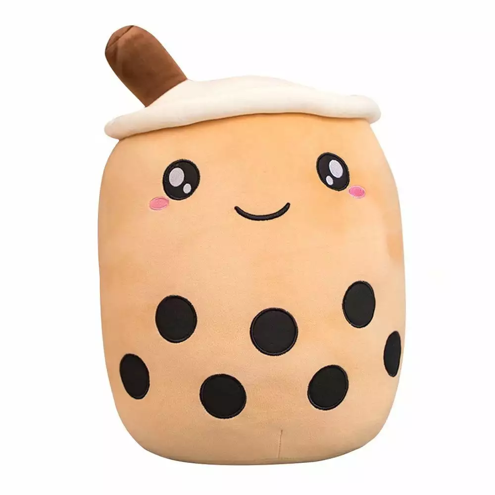 AIXINI 9.4 inch Stuffed Boba Plushie Bubble Tea Plush Pillow Cartoon Cylindrical Milk Boba Tea Cup Pillow. Super Soft Kawaii Hugging Cushion Realistic Plush Food