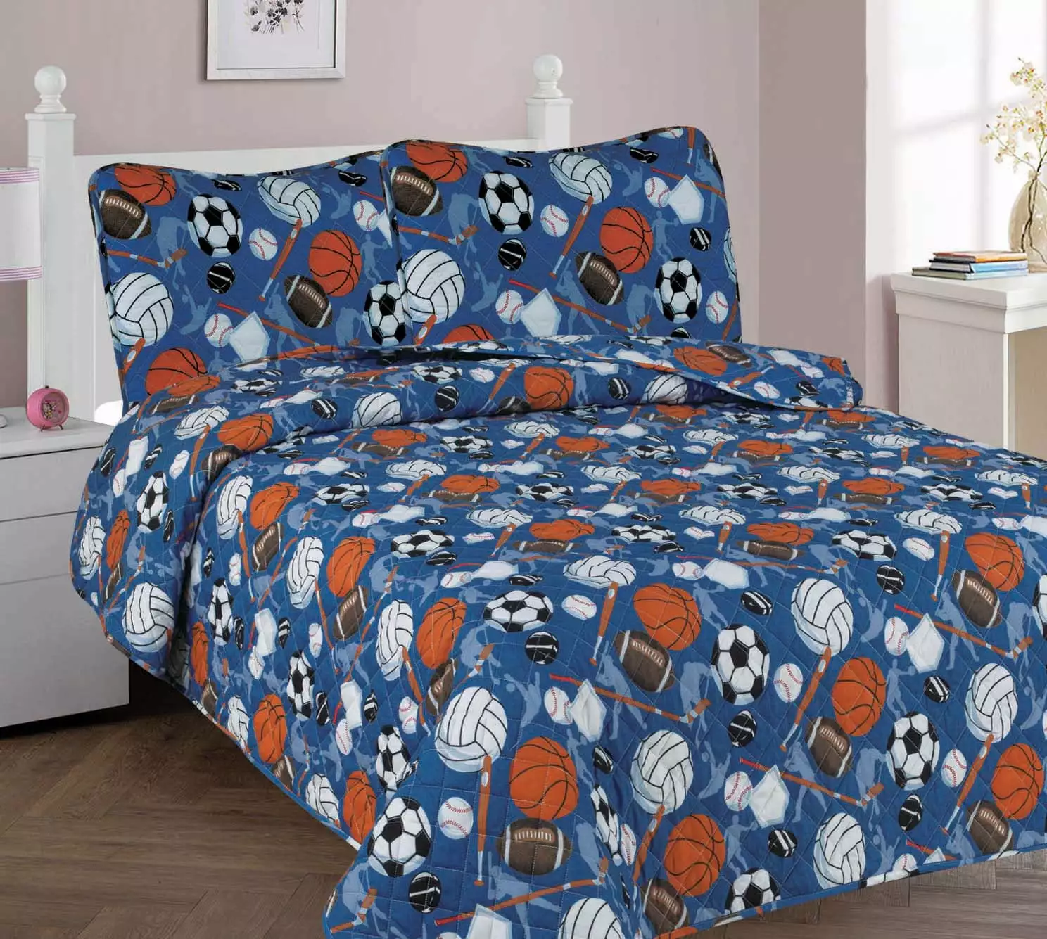 3-PC FULL SPORT Bed Cover Bedspread Coverlet Quilt Set for Kids and Teens