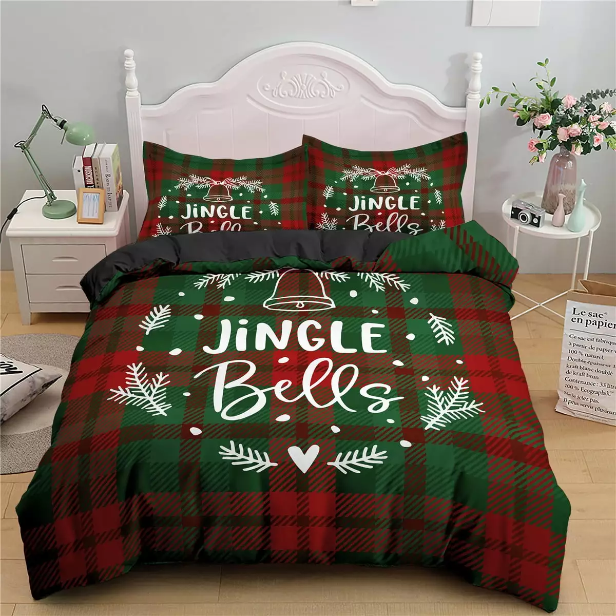 3 Piece Christmas Rustic Lodge King Size Deer Quilted Bedspread