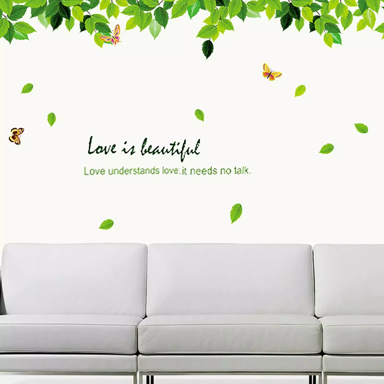 3 Pieces Early Summer Green Leaves Wall Decals Vinyl Wall Stickers Removable Wall Murals Peel and Stick Wall Decor for Bedroom Living Room Nursery