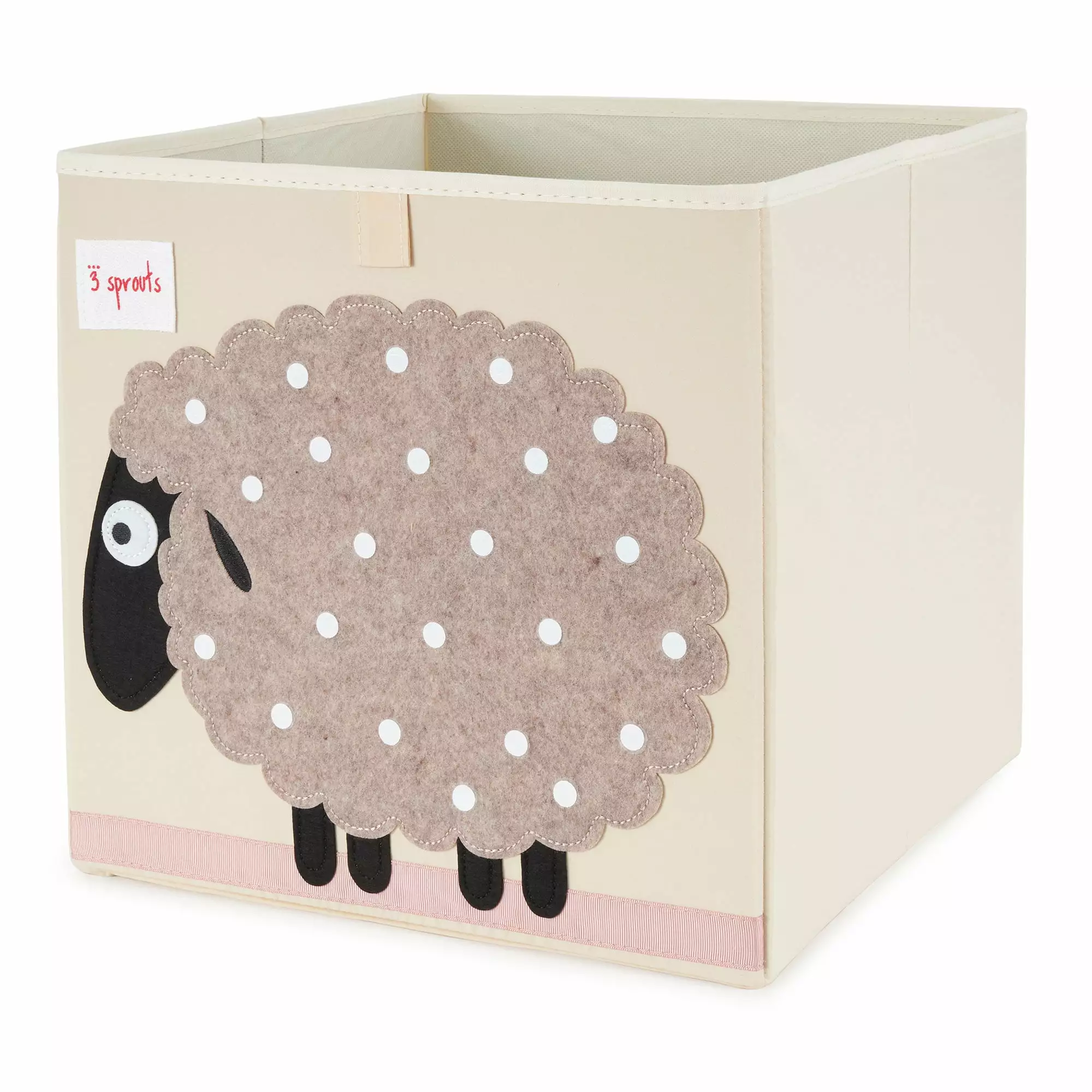 3 Sprouts Kids Childrens Foldable Fabric Storage Cube Bin Box. Polka Dot Sheep