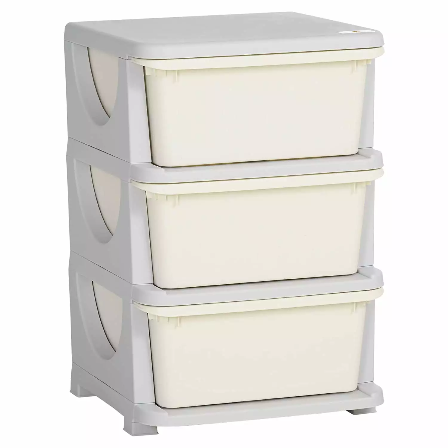 3 Tier Kids Storage Unit Dresser Tower with Drawers Chest Toy Organizer for Bedroom Nursery Kindergarten Living Room for Boys Girls Toddlers. Cream White