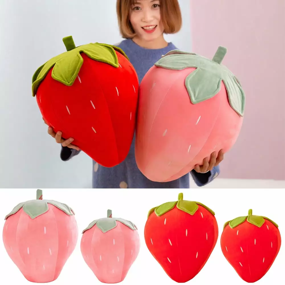 shenmeida Strawberry Kids Pillow Stuffed Strawberry Plush Pillows Fruit Super Soft Girls Pillows for Kids Toys