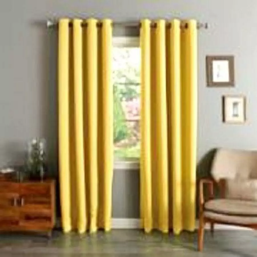 (#32) Hotel Quality Silver Grommet Top. Faux Silk 1 Panel Yellow Solid Thermal Foam Lined Blackout Heavy Thick Window Curtain Drapes Grommets 95 Length