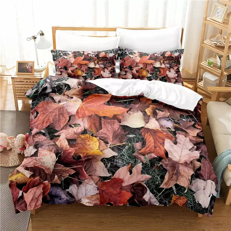 Lightweight Cover Quilt Set King Size. 3 Piece Duvet Cover Set Floral Bedspread Quilt Covers with Pillow Shams for Bedroom.Flower Plant Microfiber Bed Sets All Seasons Use