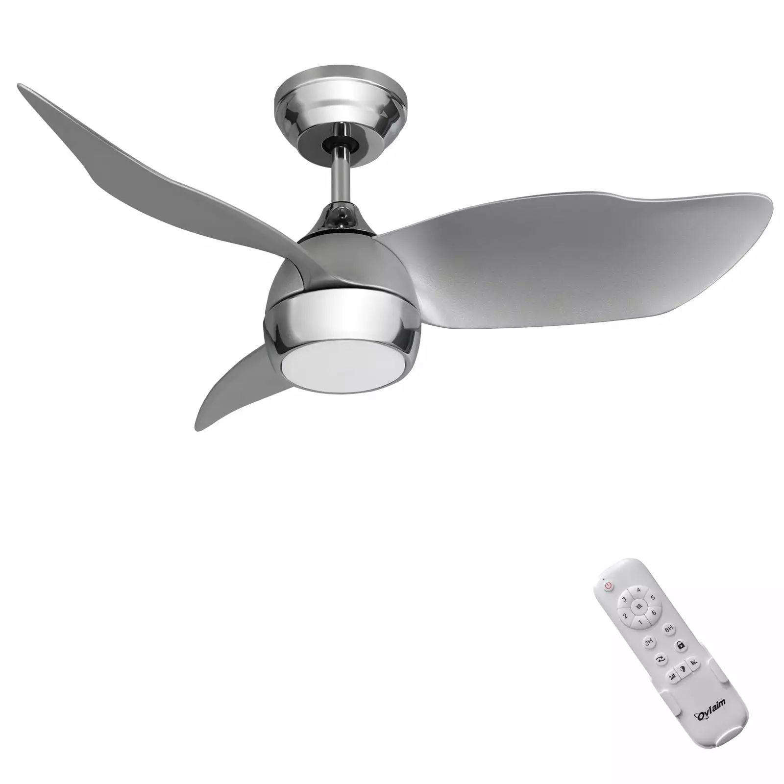 36 Quiet DC Motor Small Ceiling Fan with Dimmable Light. 6 Speeds Ceiling Fan with Remote Control. 3 Blades Modern Silver