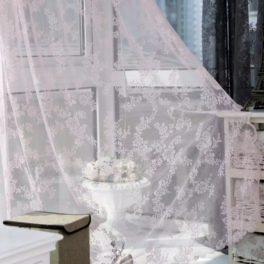 Sheer Lace Curtain Floral Lace.Vintage Chic Floral Lace Sheer Windows Curtains for Bedroom Living Room Top Pocket Header.Light & Airy to Filter Sunlight Into Room - 1 Panel