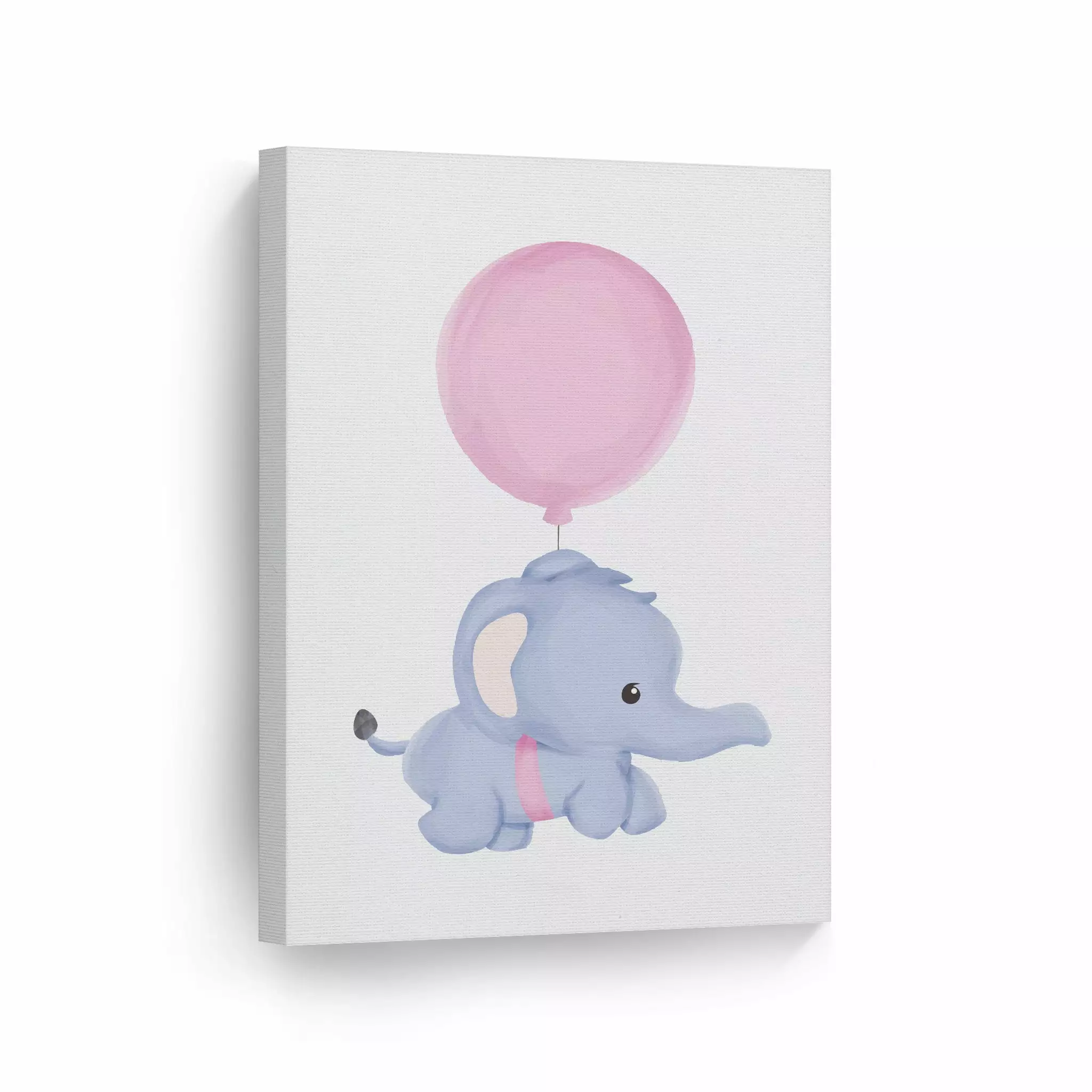 Smile Art Design Cute Flying Elephant with Pink Balloon Watercolor Painting Illustration Animal Canvas Wall Art Print Living Room Bedroom Kids Girl Boy Baby Nursery Room Decor Ready to Hang - 17x11