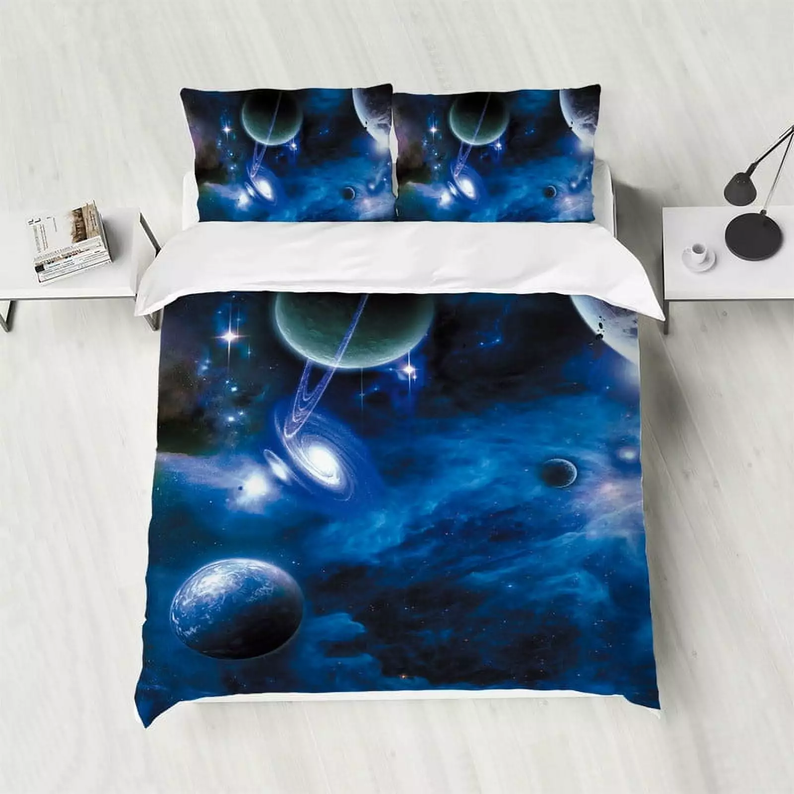 3D Blue Star Bedding Set. Bedroom Bedding Set for Men and Women. Comes with 1 Duvet Cover and 2 Pillow Cases