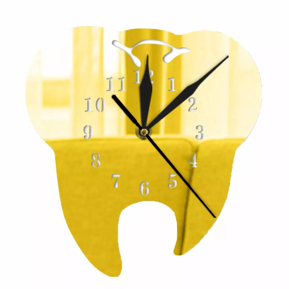 3D Creative Creative Teeth Acrylic Mirror Wall Clock Home Decoration Wall Clock