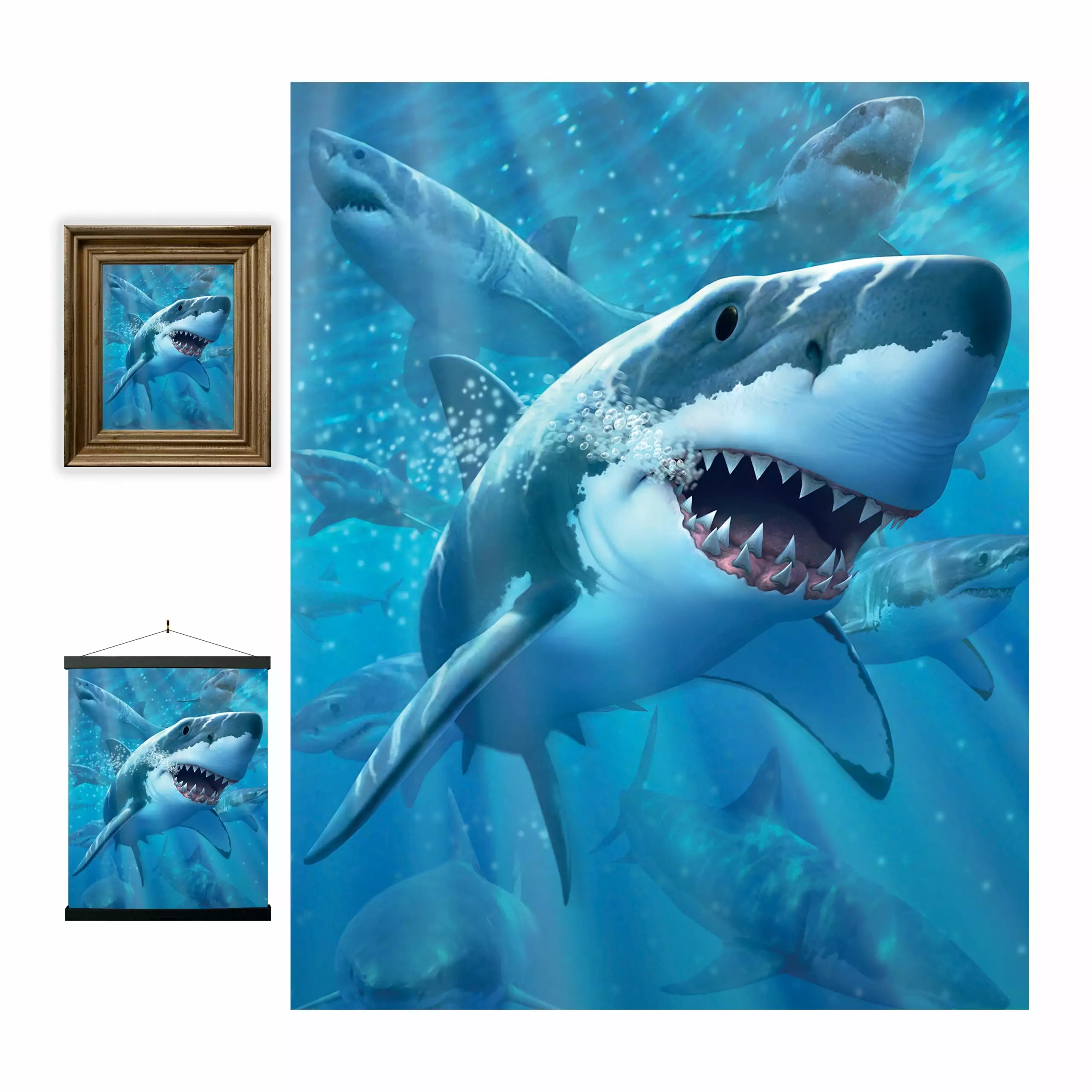 3D LiveLife Lenticular Wall Art Prints - Great White Delight from Deluxebase. Unframed 3D Shark Poster. Perfect wall decor. Original artwork licensed from renowned artist. Jerry LoFaro