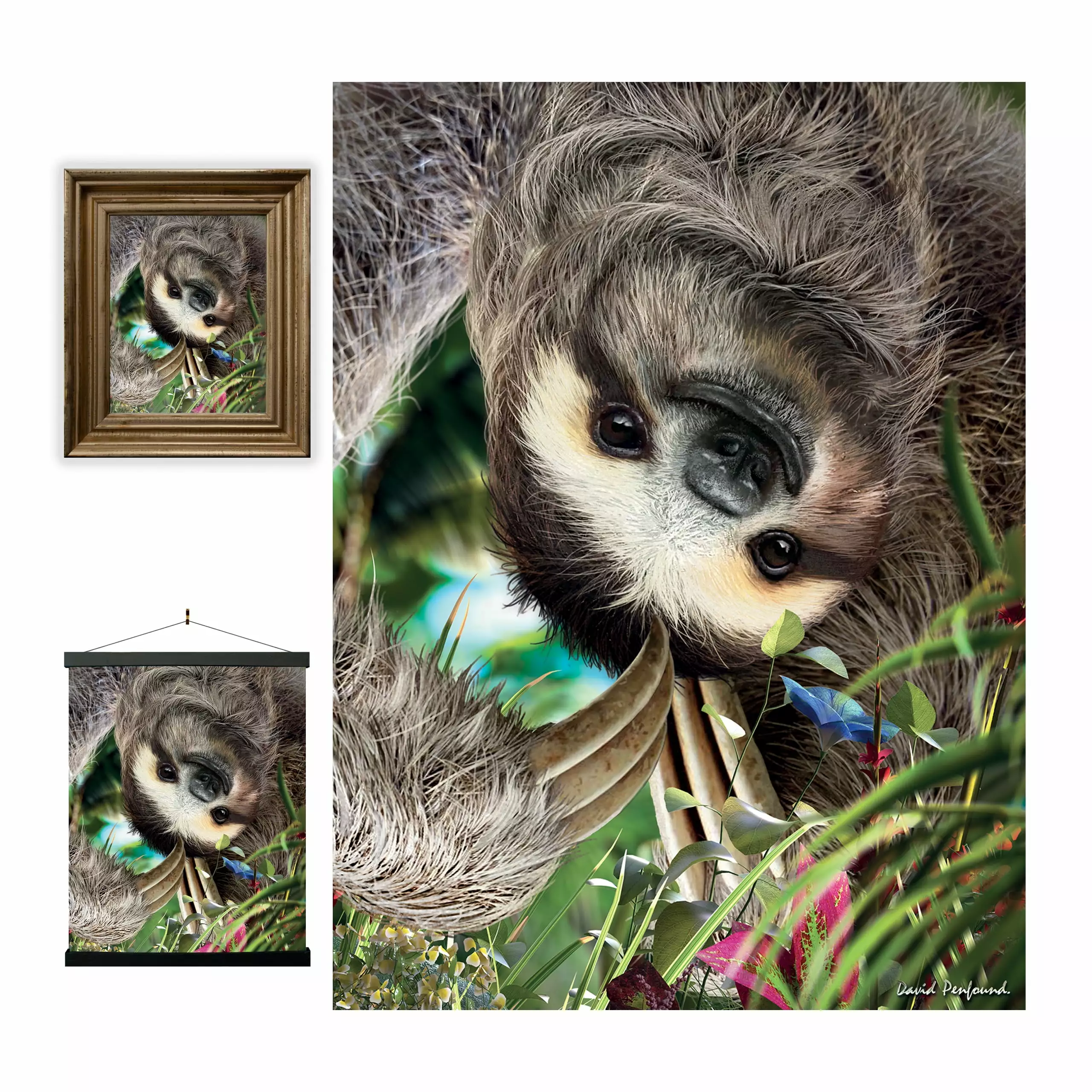 3D LiveLife Lenticular Wall Art Prints - Hangin' Around from Deluxebase. Unframed 3D Sloth Poster. Perfect wall decor. Original artwork licensed from renowned artist. David Penfound