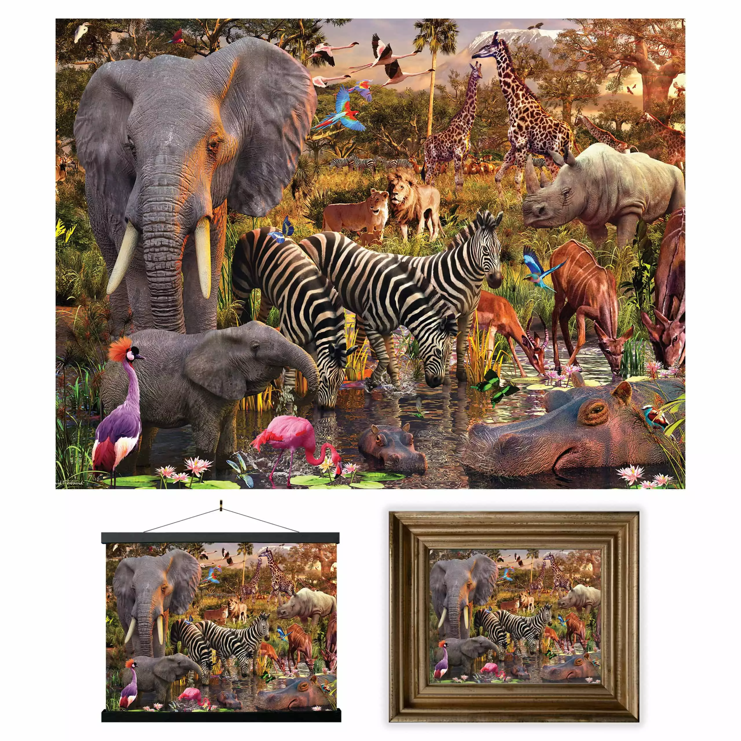 3D LiveLife Lenticular Wall Art Prints - Waterhole from Deluxebase. Unframed 3D Safari Animal Poster. Perfect wall decor. Original artwork licensed from renowned artist. David Penfound