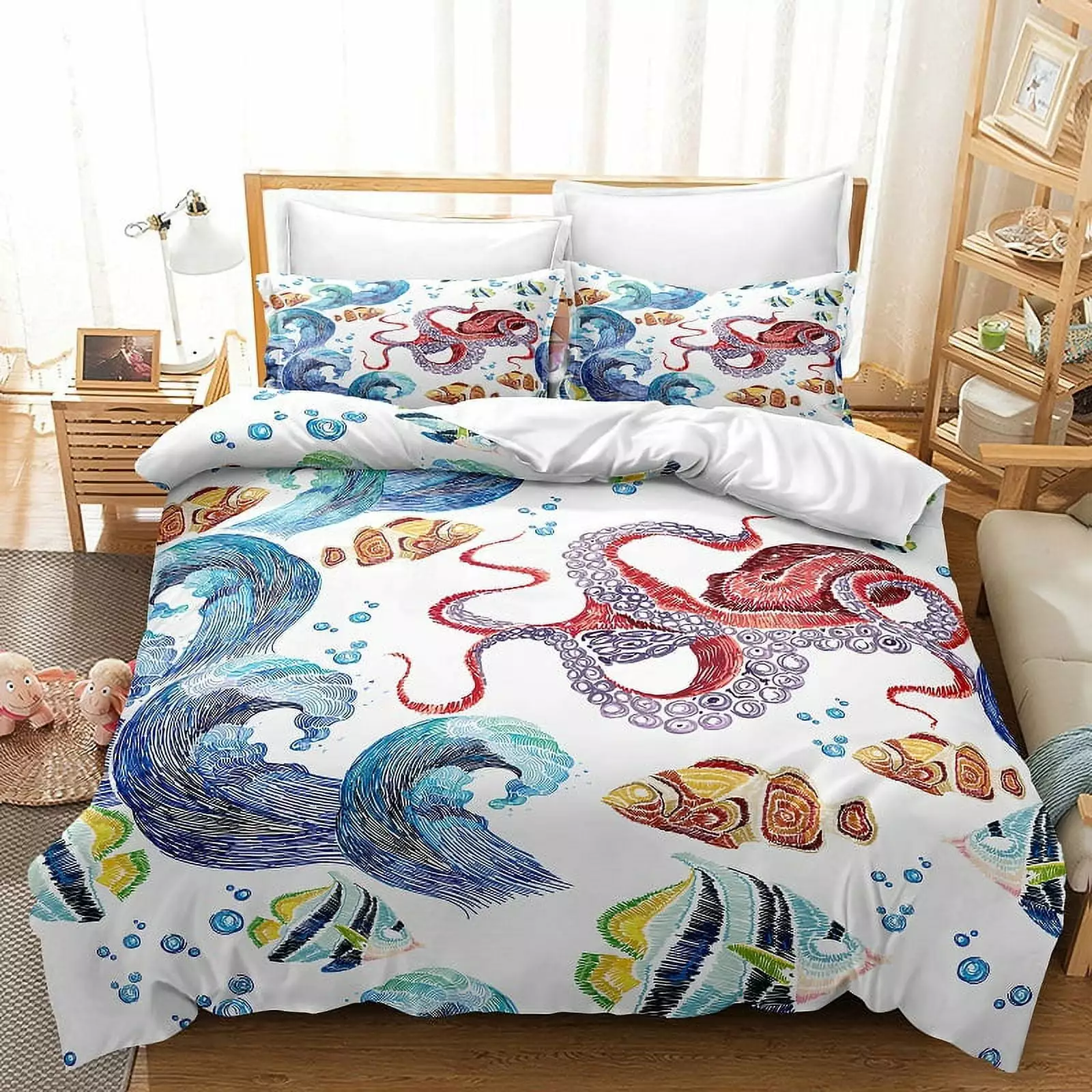 3D Ocean Bedding Set Polyester Quilt Cover Animal Comforter Cover Home Textile Polyester Quilt Cover