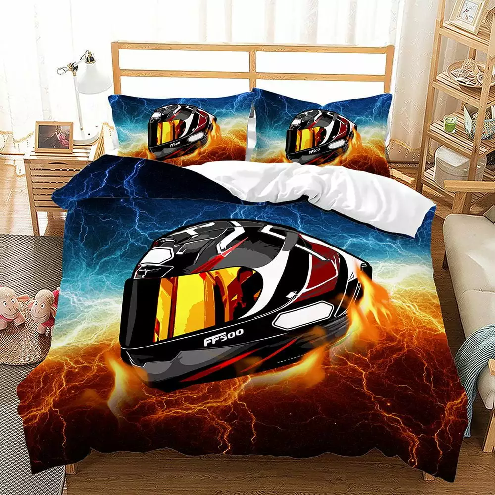 3D Racecars Automobile Race Cars Print Duvet Cover.Comforter Cover Bedding Bed Sets for Kids Family New Year Birthday Gift