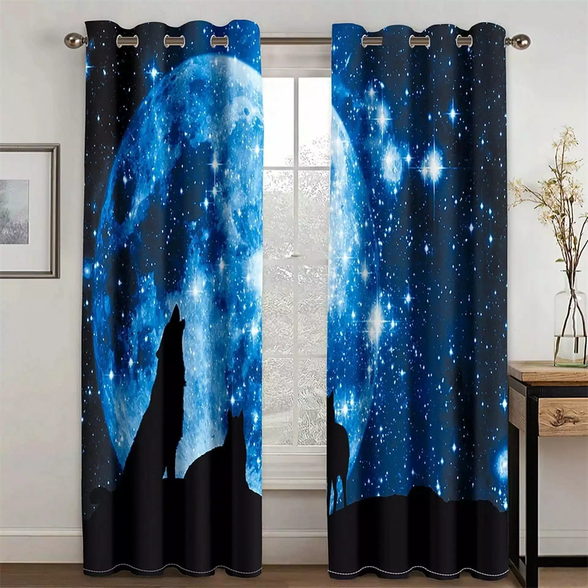 3D Wolf Printing Curtain Blackout Window Shade Curtains Bedroom Living Room Hot Style Thickened Curtain Home Decor