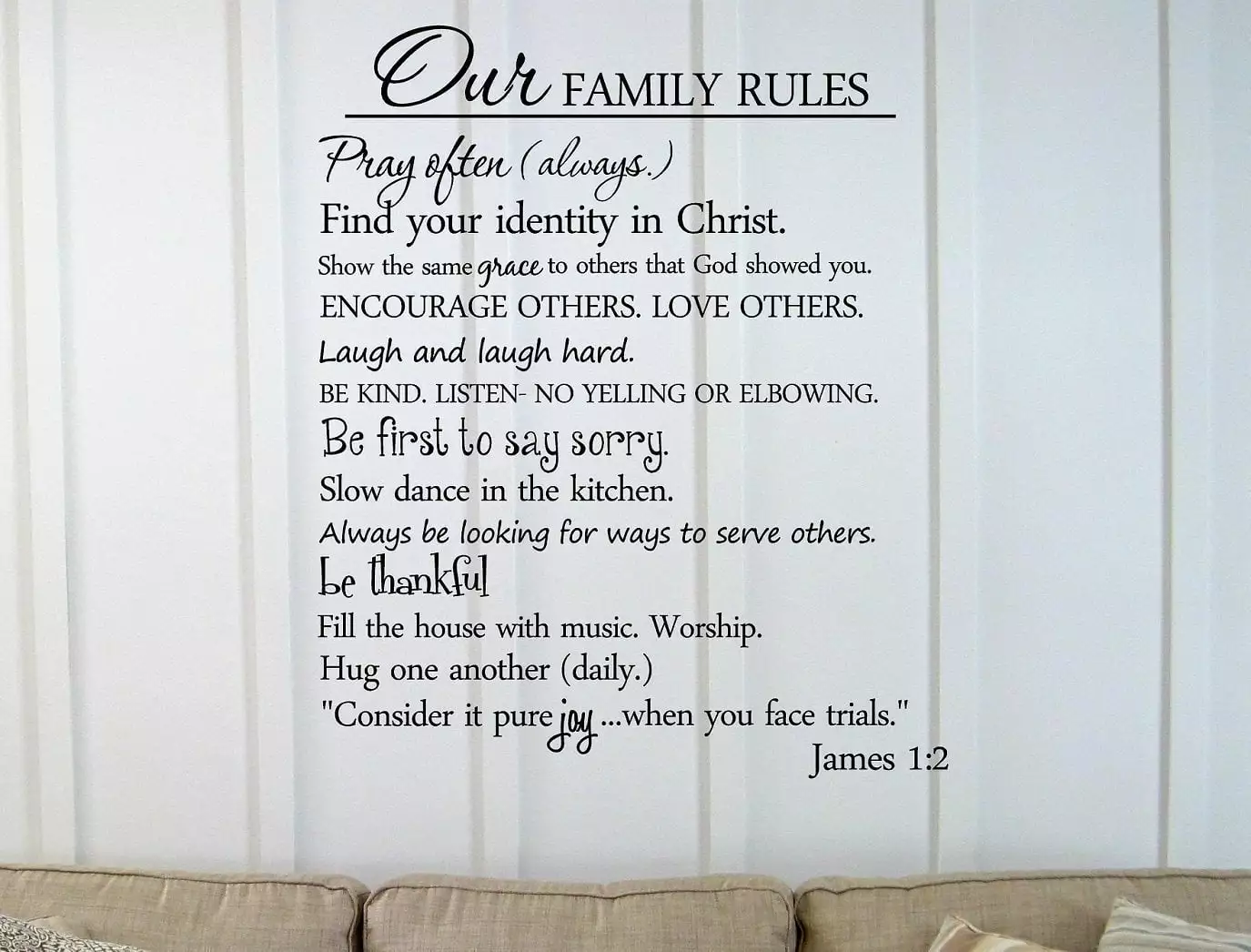 Our Family Rules. Vinyl Wall Art Decal Inspirational Quote Sticker.