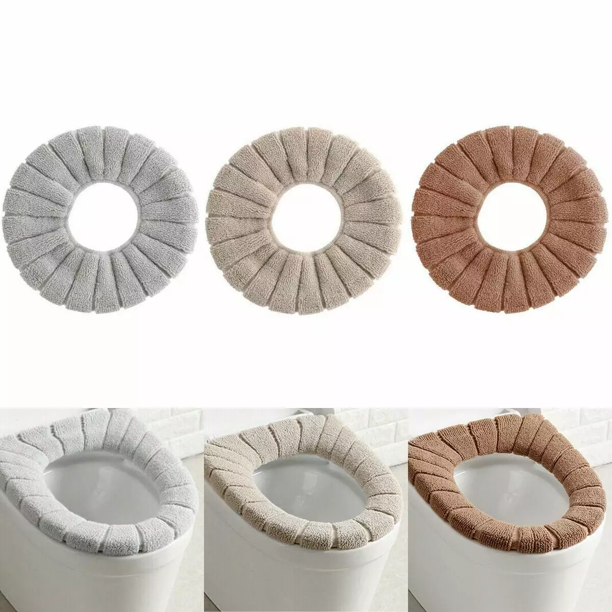 Toilet Seat Cover Pads. Bathroom Soft Thicker Warmer Stretchable Comfortable and Washable Toilet Seat Cover. Gray